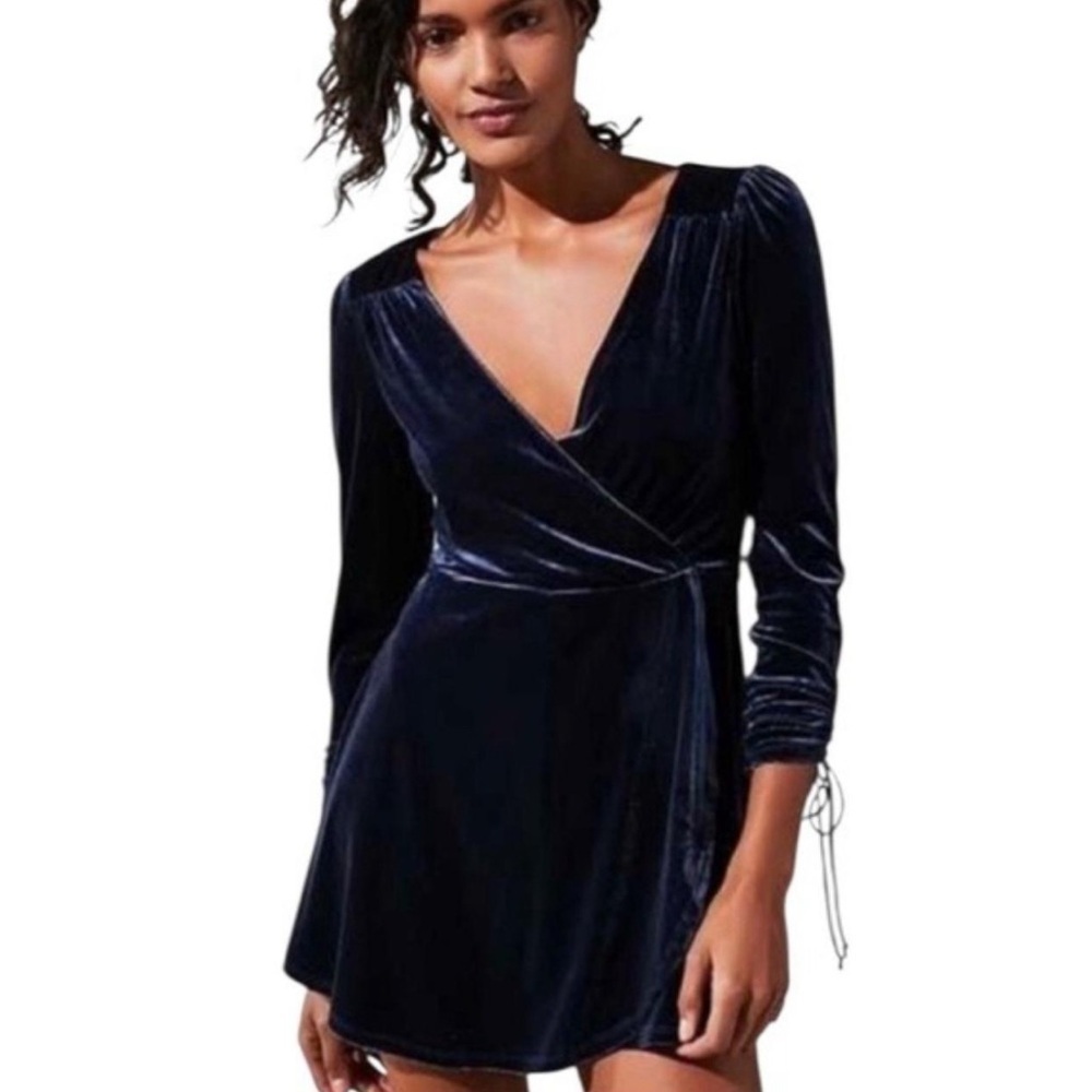 Urban Outfitters blue velvet romper